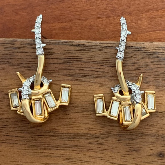 Alexis Bittar New Gold Jagged Starlight Marquis Serpentine Crystal Earrings - Picture 9 of 16